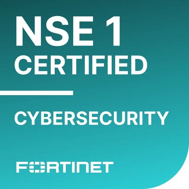 Certificación Fortinet NSE 1 de CRTECH, verificable en Credly